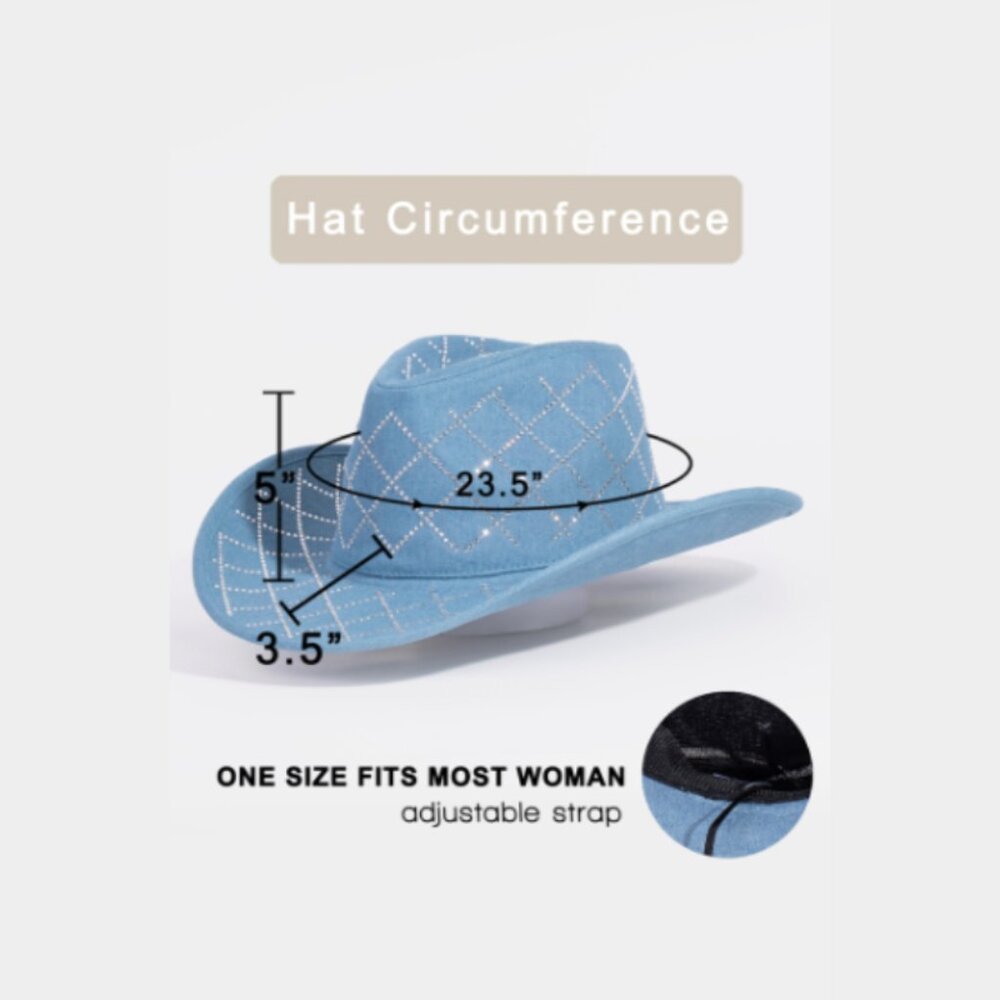 Blue Rhinestone-Embellished Cowboy Hat - Picture 5 of 5